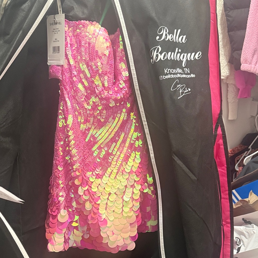 Sherri Hill Strapless Pink Sequin Dress